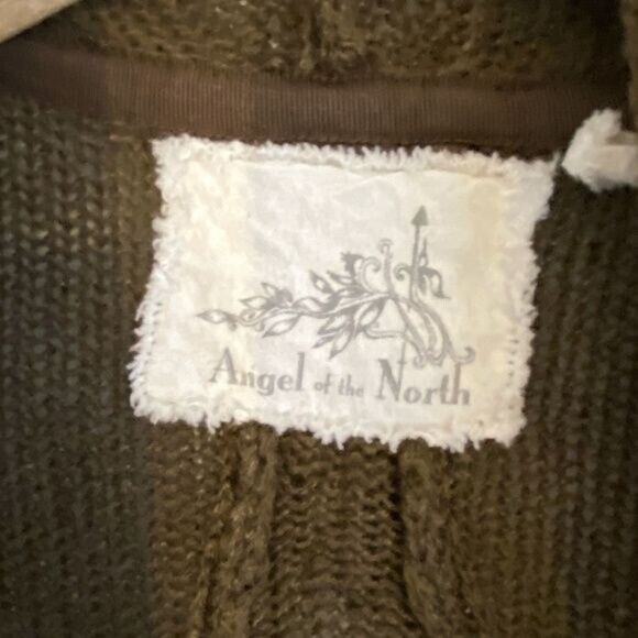 Angel of The North Small Cascade Cardigan Long Sleeve Army Green Anthropologie - Picture 5 of 7